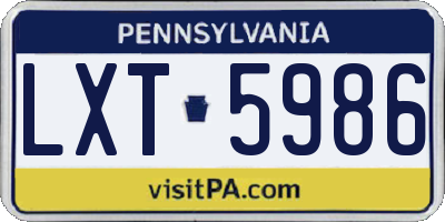 PA license plate LXT5986