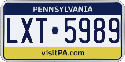 PA license plate LXT5989