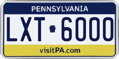 PA license plate LXT6000