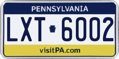 PA license plate LXT6002
