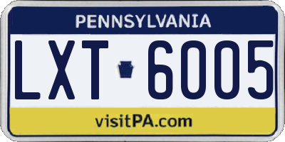 PA license plate LXT6005