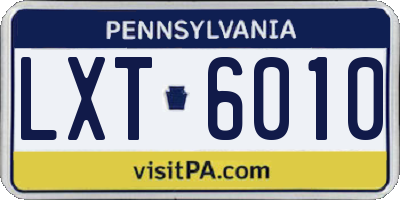 PA license plate LXT6010