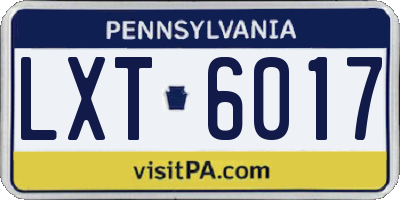 PA license plate LXT6017