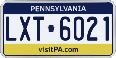 PA license plate LXT6021