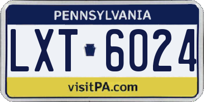 PA license plate LXT6024