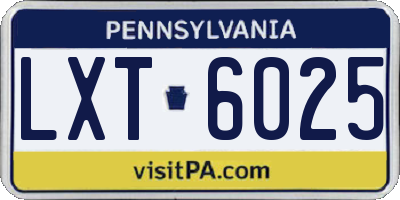 PA license plate LXT6025