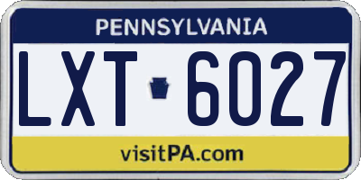 PA license plate LXT6027