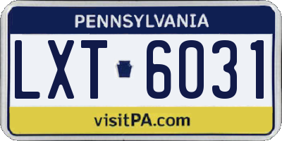 PA license plate LXT6031