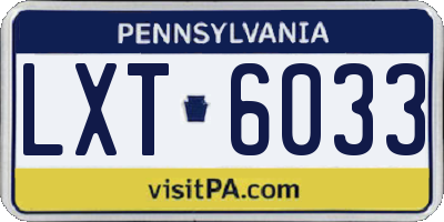 PA license plate LXT6033