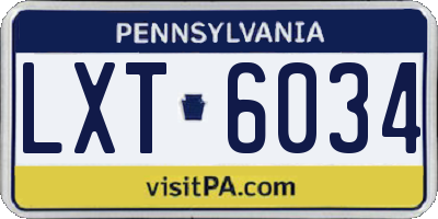 PA license plate LXT6034