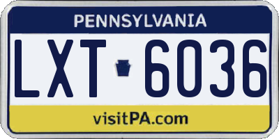 PA license plate LXT6036