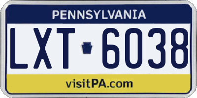 PA license plate LXT6038