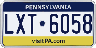 PA license plate LXT6058