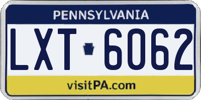 PA license plate LXT6062