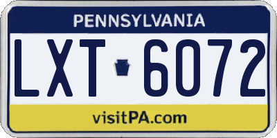 PA license plate LXT6072