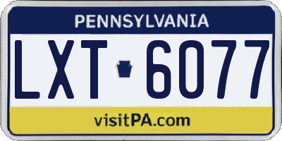 PA license plate LXT6077