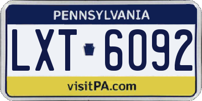 PA license plate LXT6092