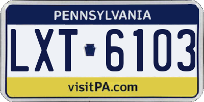 PA license plate LXT6103