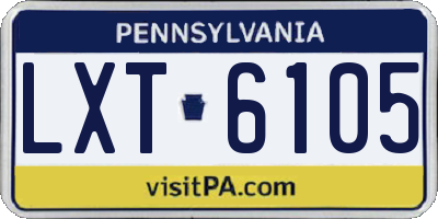PA license plate LXT6105