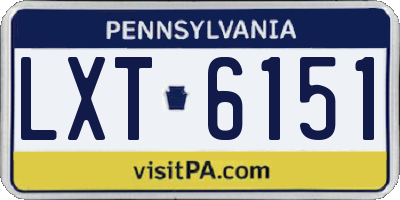 PA license plate LXT6151