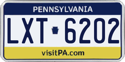 PA license plate LXT6202