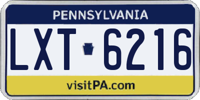 PA license plate LXT6216