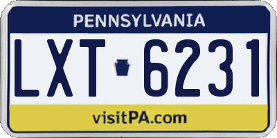 PA license plate LXT6231