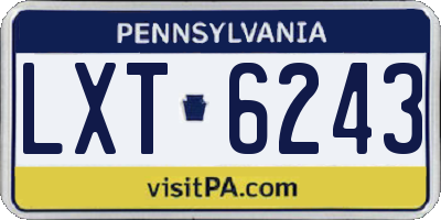 PA license plate LXT6243