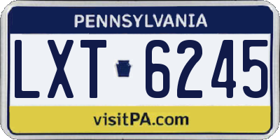 PA license plate LXT6245