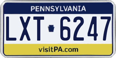 PA license plate LXT6247