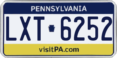 PA license plate LXT6252