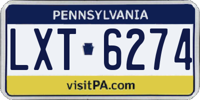 PA license plate LXT6274