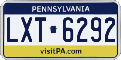 PA license plate LXT6292
