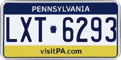 PA license plate LXT6293