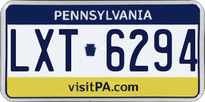 PA license plate LXT6294