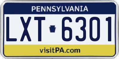 PA license plate LXT6301