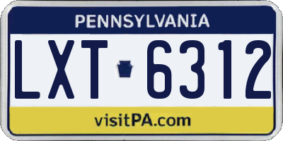 PA license plate LXT6312