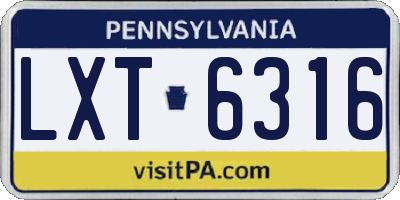 PA license plate LXT6316