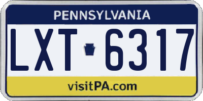 PA license plate LXT6317