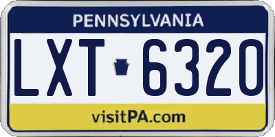 PA license plate LXT6320