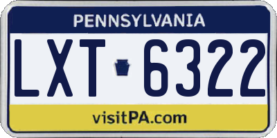 PA license plate LXT6322