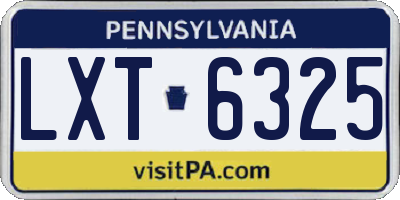 PA license plate LXT6325