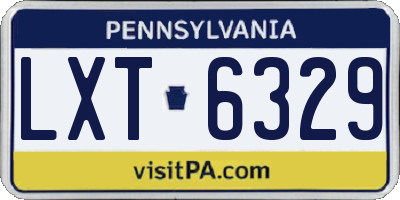 PA license plate LXT6329