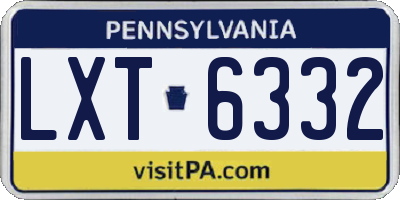 PA license plate LXT6332