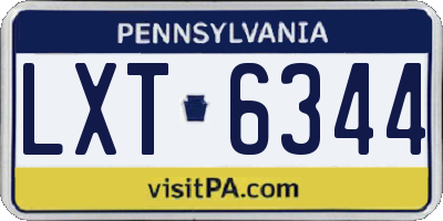 PA license plate LXT6344