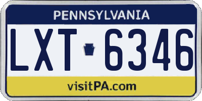 PA license plate LXT6346