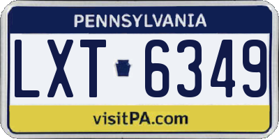 PA license plate LXT6349
