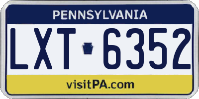 PA license plate LXT6352