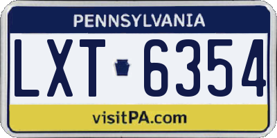 PA license plate LXT6354
