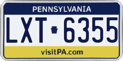 PA license plate LXT6355